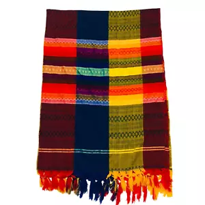 Mexikanische Tischdecke bunte Quadrate mit Fransen - 60 x 80 Zoll - Bild 1 von 8