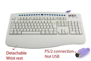 Lindy internet multimedia PC keyboard 19 hot keys, wrist rest PS/2 connection UK - Picture 1 of 12