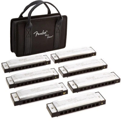 Fender Blues Deluxe Harmonicas - 7 Key Set with Carry Case, New! - Image 1 of 2