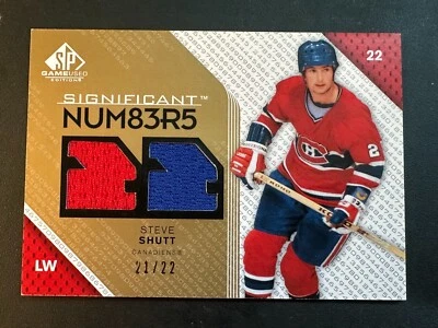 Steve Shutt 2007-08 SP Game Used Significant Numbers Dual Jersey /22 Canadiens - Image 1 of 2