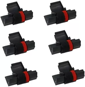 (6) Casio HR-170L HR-170LB HR-170RC Calculator Black & Red Ink Rollers - Picture 1 of 1