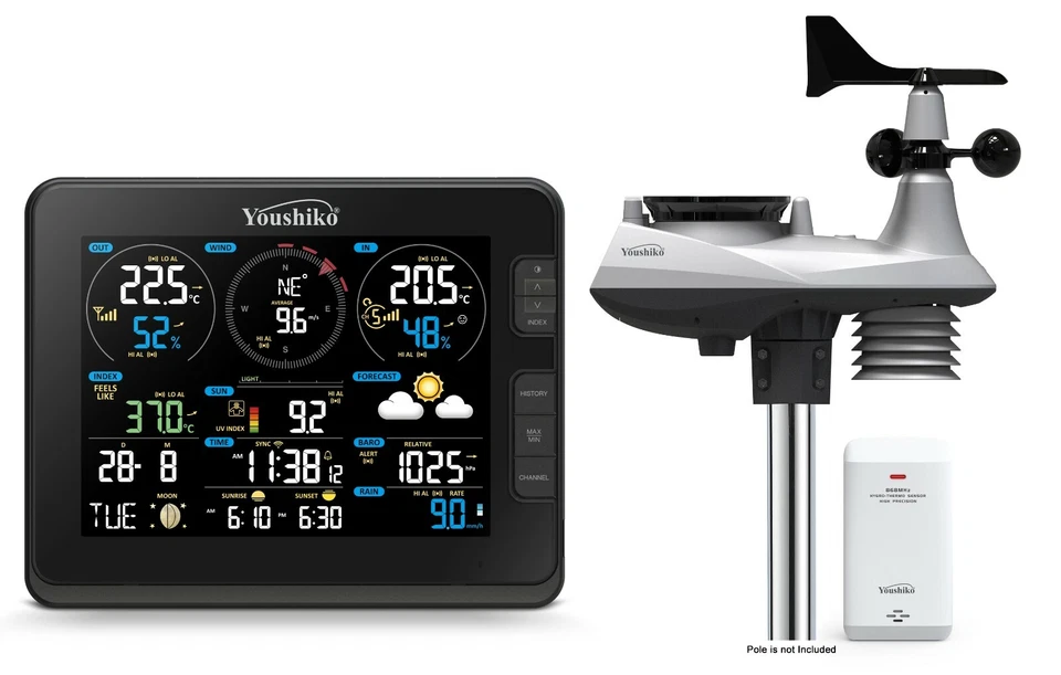 Weather Station  WIFI Internet Wunderground Professional 7-in-1 Wireless Sensor - Image 1 of 4