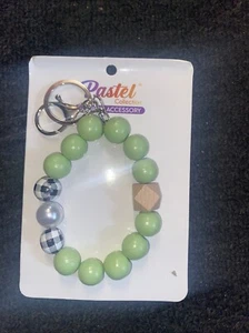 Fashion Keychain Wristlet Purse Attachment XL Beaded Bracelet W/ Plaid Bead - Picture 1 of 8