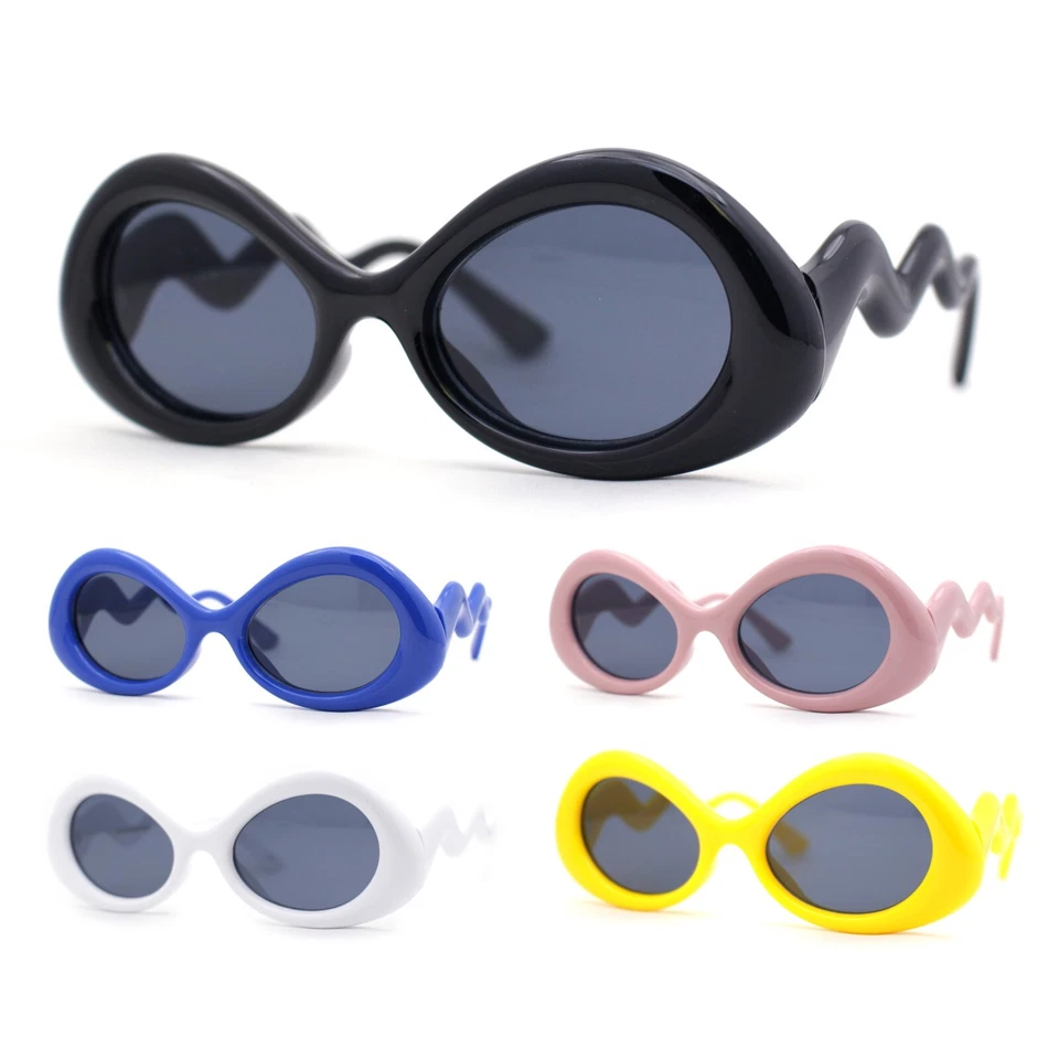 Wavy Down Temple Upside Down 猫眼厚塑料太阳镜 — 第 1/1 张图片