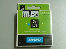 Genuine Original Dymo Label Cassette 9mmx7m D1 BLACK on WHITE 40913 S0720680