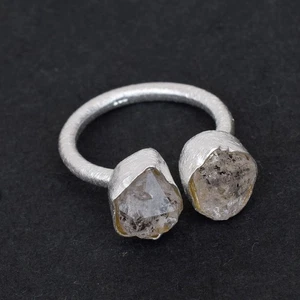 Anello in argento sterling 925 finitura opaca anello regolabile Herkimer Diamond-HR425 - Foto 1 di 2