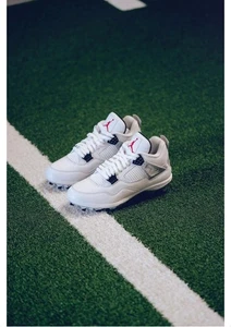 Size 16 Men's Air Jordan 4 Retro TD 'White Cement' Football Cleats HQ0207-106  - Picture 1 of 10