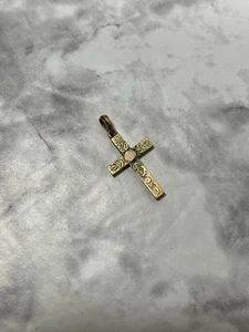 Antik viktorianisch 10k fein Gelbgold Floral aufgeblähtes Kreuz Anhänger Charm Rose Vintage - Bild 1 von 6