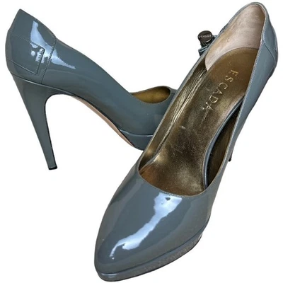 Escada Grey Patent Leather Heels Pump Shoes- Women's Size 39.5 - Image 1 of 4