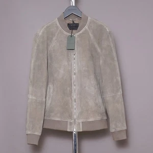 ALL SAINTS Suede Leather Jacket MEDIUM Mens Grey M Biker Bomber Celebrity DAINS - Picture 1 of 22