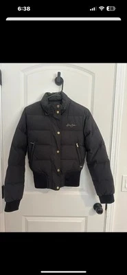 Chaqueta parka negra para mujer Sean John con plumas cremallera completa talla S sin capucha Foto 1 de 4