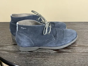 Salvatore Ferragamo Mens Chukka Navy  Suede Ankle Boots Size 7 EUC - Picture 1 of 9
