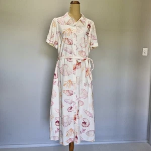 Review By the Seashore Multicolour Print Linen Blend Dress with Belt Size 14 - Picture 1 of 10