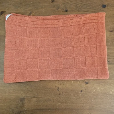 West Elm Basket Weave Throw Blanket Knit Cotton Copper Rust 50"x60" - Image 1 of 4