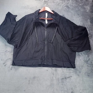 Lululemon Jacket Womens 10 Black Cropped Hooded Zip Mesh Panels Lightweight - Picture 1 of 9