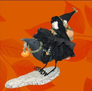 Raro 1998 Bunnies By The Bay ITSY BITSY Halloween Cat Riding A Crow #128/150 - Imagen 1 de 7