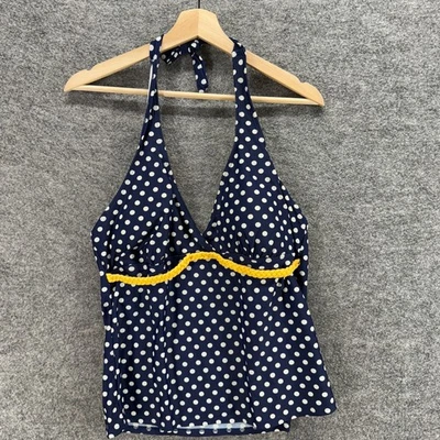 Tankini Aqua Couture feminina 16 azul bolinhas sem mangas gola alta push up - Imagem 1 de 4