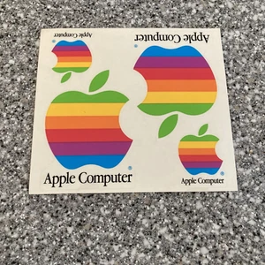 Vintage Apple Computer Stickers Rainbow Apple Decals Sheet Never Peeled - Photo 1/1