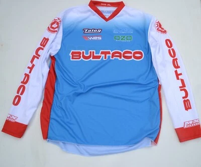 Bultaco Shirt Jersey Blue White Red Trials Twinshock Vintage Retro - Image 1 of 4
