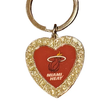 Miami Heat Keychain Rhinestone Heart Rico NBA Cover