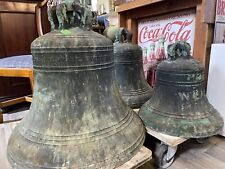 3 x ANTIQUE VICTORIAN MEARS AND STAINBANK Large Bronze Church Bells Huge Salvage