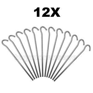 12 PC Galvanized Steel Metal Tent Stakes Canopy Ground Garden Camping Pegs