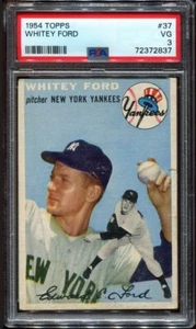 PSA 3 VG 1954 TOPPS WHITEY FORD #37 YANKEES HOF 72837 SD160 - Picture 1 of 2