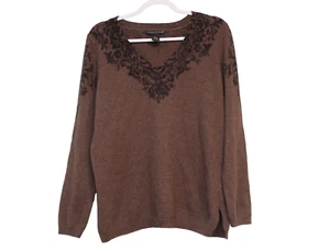 Vintage Sarah Spencer Sweater Size 1X Lambswool Angora Rabbit Hair Boho V-Neck - Picture 1 of 11