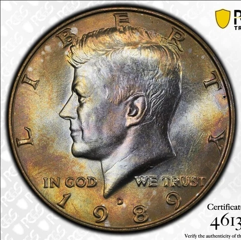Trueview Rainbow TONED 1989 D MS 66 John Kennedy Half Dollar PCGS Slab OCE 1058 Cover