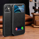 Real Genuine Cow Leather Magnetic View Case Cover For Iphone 13 12 11 Xs 8 Phone
