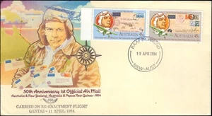 Australia 1984 50 aniversario del primer correo aéreo Nueva Zelanda cubierta de devolución, sin dirección - Imagen 1 de 2