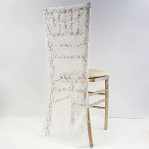 Ivory Lace Chair Cover Cap For Chivary / Cheltenham Chairs Vintage Wedding Decor - Picture 1 of 2