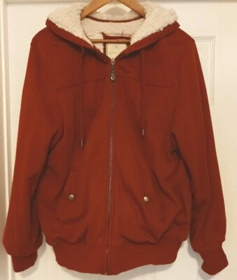 Chaqueta vintage GreenTea XXL para mujer roja con bolsillos con capucha cremallera completa Foto 1 de 4