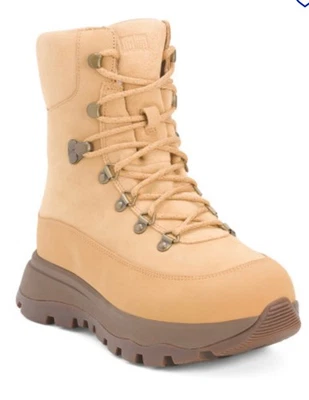 FITFLOP NEO D HYKER 防水皮革和麂皮绒户外靴子 完美 TAN 7 — 第 1/4 张图片