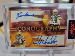 2023 Leaf Art of Sport BRETT FAVRE + STERLING SHARPE Dual Auto Autograph 8/10 - Picture 1 of 2