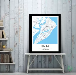 Hilton Head South Carolina posizione mappa stampa poster regalo arte da parete - Foto 1 di 6