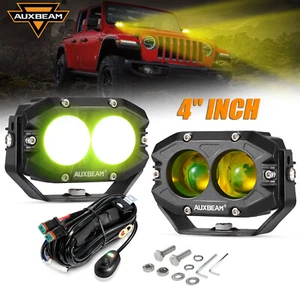 AUXBEAM 2pcs 4" LED Work Light Amber Spot Pods Fog Lamp Offroad Driving Truck - Picture 1 of 12