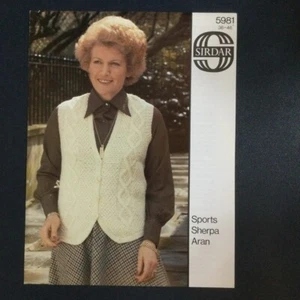 209 Vintage Knitting Pattern Sirdar Aran Waistcoat 36/46 Original Copy - Picture 1 of 1