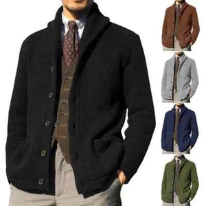 Autumn Stylish Skin-Touch Cardigan Sweater Thickened Cold Resistant Men Coat - Picture 1 of 12