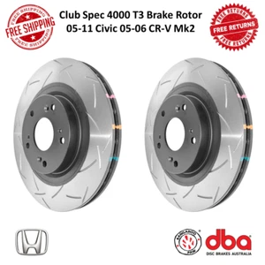 DBA Slotted 4000 T3 Front Brake Rotor Pair For Honda 05-11 Civic Si / 05-06 CR-V - Bild 1 von 8