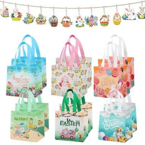 Happy Easter Gift Bags with Handles Bunny Carrot Chick Egg Hunt Reusable & Ea... - Picture 1 of 7