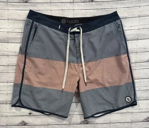 VUORI Mens Board Shorts Sz 34 Blue Red Striped Unlined Stretch Beach Outdoor - Picture 1 of 16