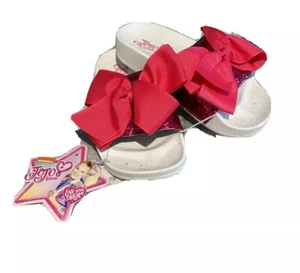 JoJo Siwa Live Your Dream Pink & White Glitter And Bows Sandals Size 11-12 NWT - Picture 1 of 7