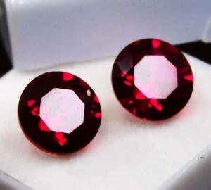 Anello tondo 14 ct 2 pz certificato naturale rosso rosato rubino misura pietra preziosa sfusa - Foto 1 di 5