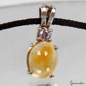 Colgante de plata 925 con piedras preciosas sueltas de citrino/circón natural de 3,08 gramos - Imagen 1 de 9
