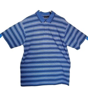 Polo de golf Puritan para hombre mediano SS camisa azul canal y rayas blancas - Imagen 1 de 5