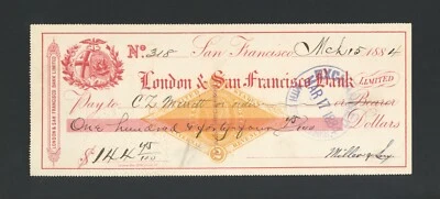 US BOB RN-G1 SAN FRANCISCO, CALIFORNIA LONDON  & SAN FRANCISCO BANK LIMITED 1884 - Image 1 of 2