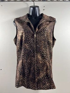 Briggs Ladies Women Vest Size 10 Sleeveless Zippered Top Cheetah Print - Picture 1 of 7