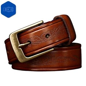 GENUINE LEATHER Brown Waist Strap Pin Buckle Luxury Fashion Mens Handmade Belt - Foto 1 di 5