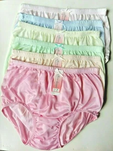 x6 Vintage Women Panties Soft Nylon Satin Hi Briefs Knickers Underwear Size XL - Picture 1 of 12